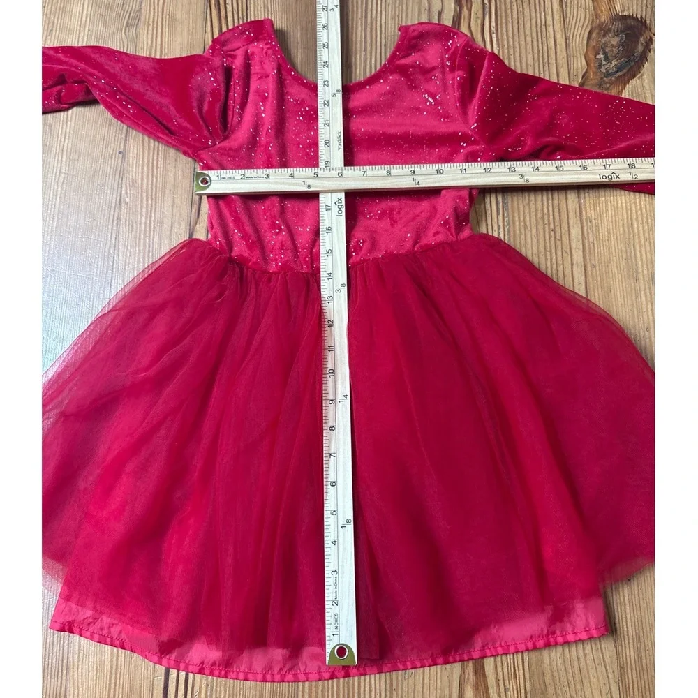 Cat & Jack Tutu Dress Kids Red Velvet Glitter Tulle Holiday SIZE 8